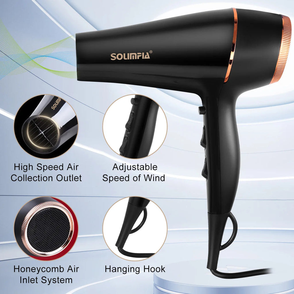 High-Speed Ceramic Hair Dryer with 6 Levels and Cool Air Mode