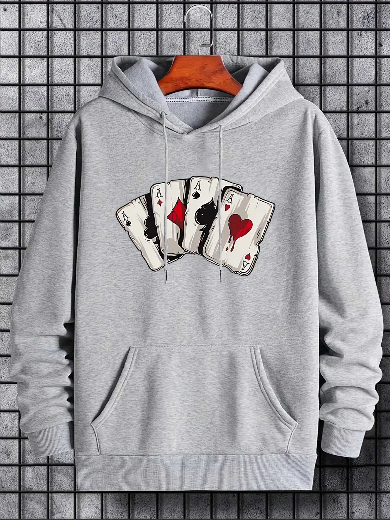 Men’s Ace Playing Card Graphic Hoodie – SmartNexus Streetwear Pullover Frontal
