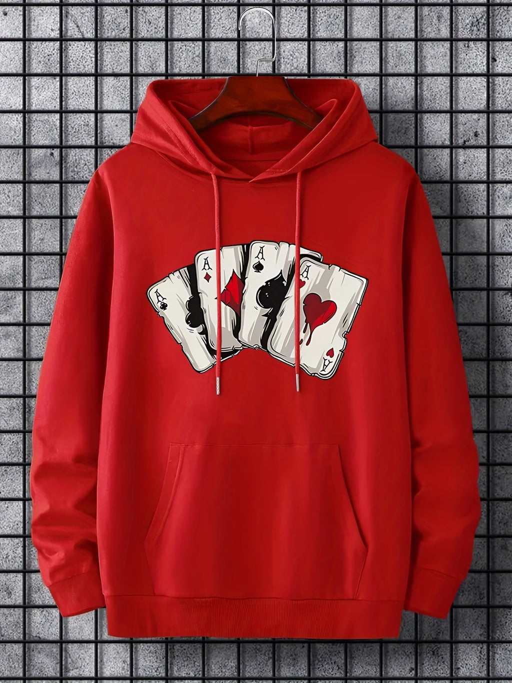 Men’s Ace Playing Card Graphic Hoodie – SmartNexus Streetwear Pullover Frontal