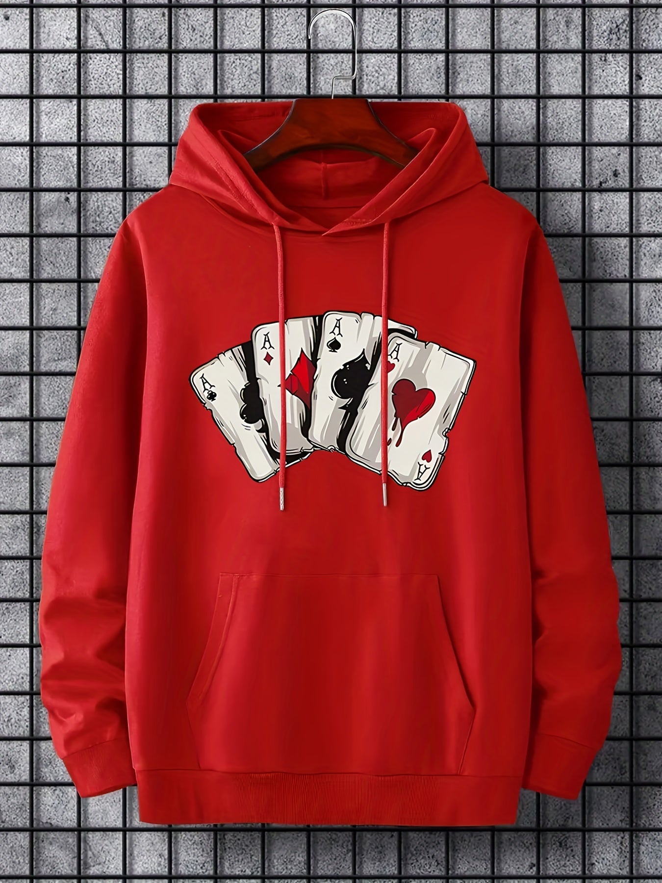 Men’s Ace Playing Card Graphic Hoodie – SmartNexus Streetwear Pullover Frontal