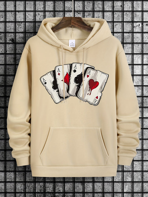 Men’s Ace Playing Card Graphic Hoodie – SmartNexus Streetwear Pullover Frontal