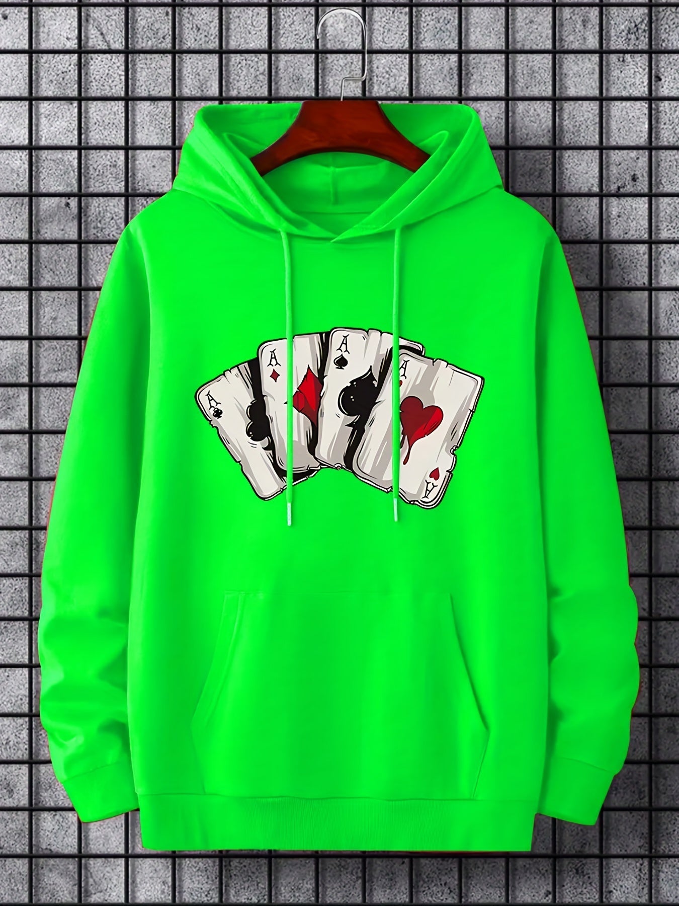 Men’s Ace Playing Card Graphic Hoodie – SmartNexus Streetwear Pullover Frontal