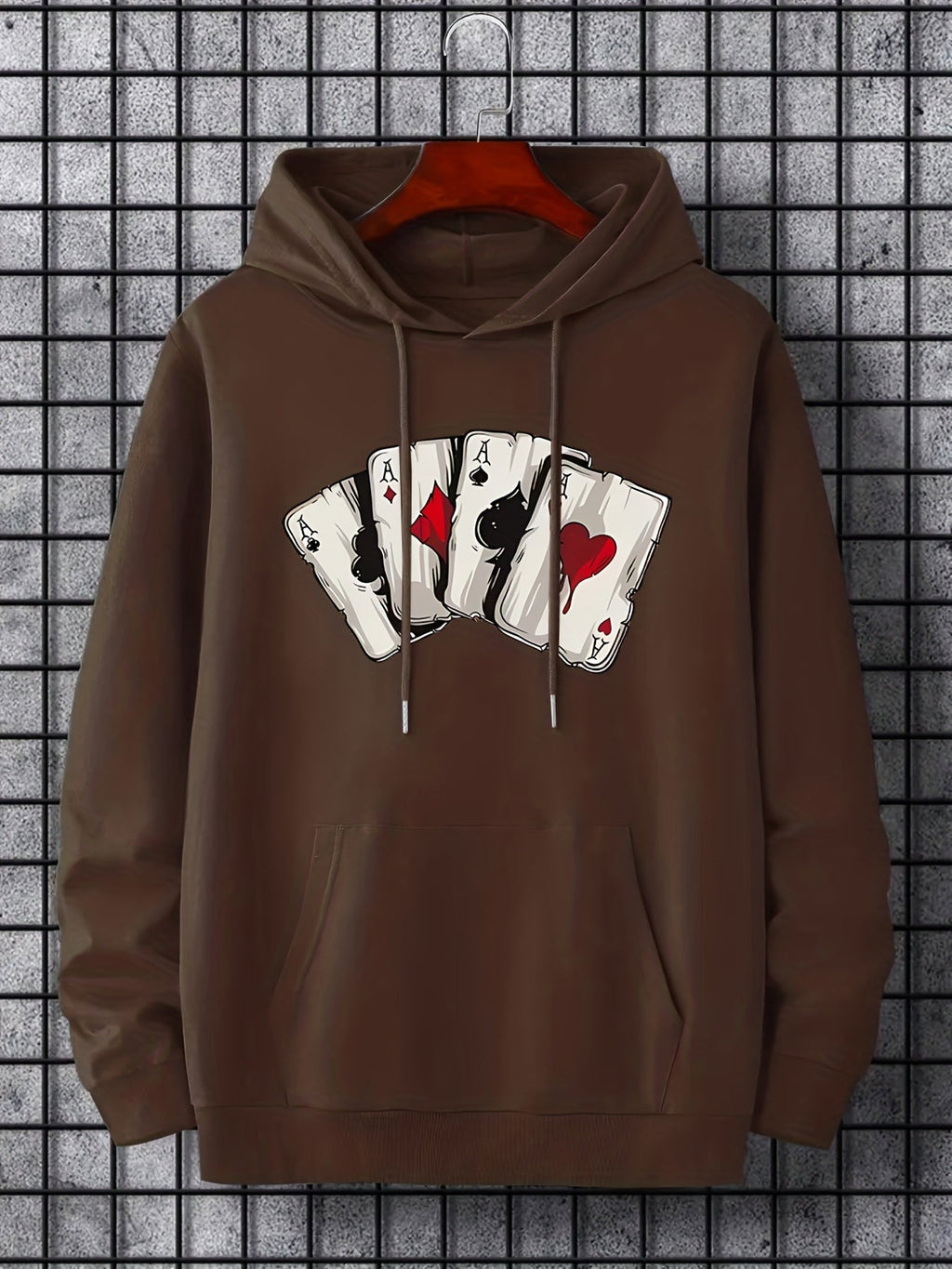 Men’s Ace Playing Card Graphic Hoodie – SmartNexus Streetwear Pullover Frontal