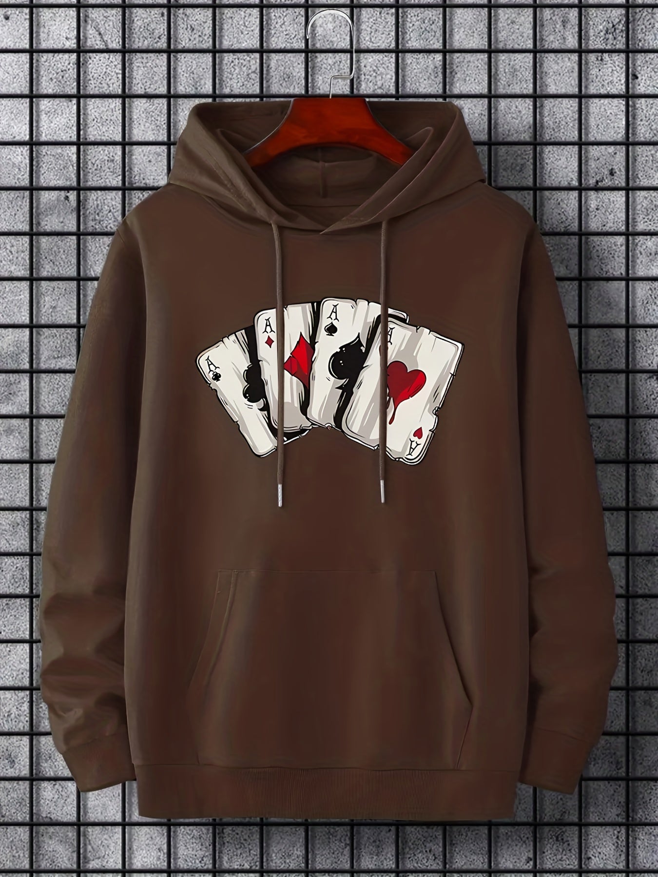 Men’s Ace Playing Card Graphic Hoodie – SmartNexus Streetwear Pullover Frontal