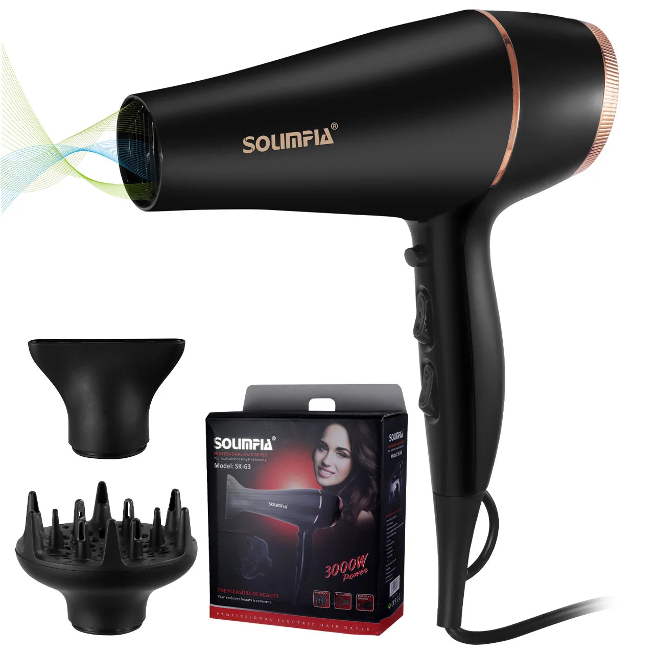 Surker SK-63 Professional 2000W Hair Dryer with Ionic Technology and Ceramic Heating